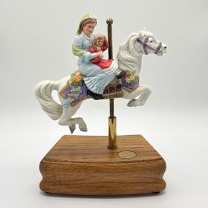 Tobin Fraley American Carousel Music Box Mother Child Vintage Porcelain Gift